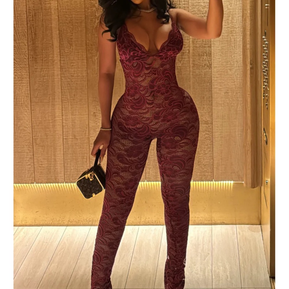 Autty Simone fine wine lace jumpsuit
